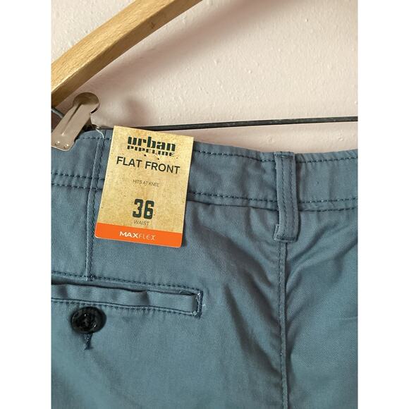 Urban Pipeline Shorts Mens 36 Blue Gray Flat Front SuperFlex Chino Stretch - Picture 3 of 4